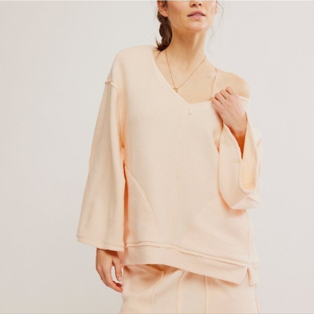 NWT Free People Day Off Fleece Set Peachy Cream - Picture 4 of 11